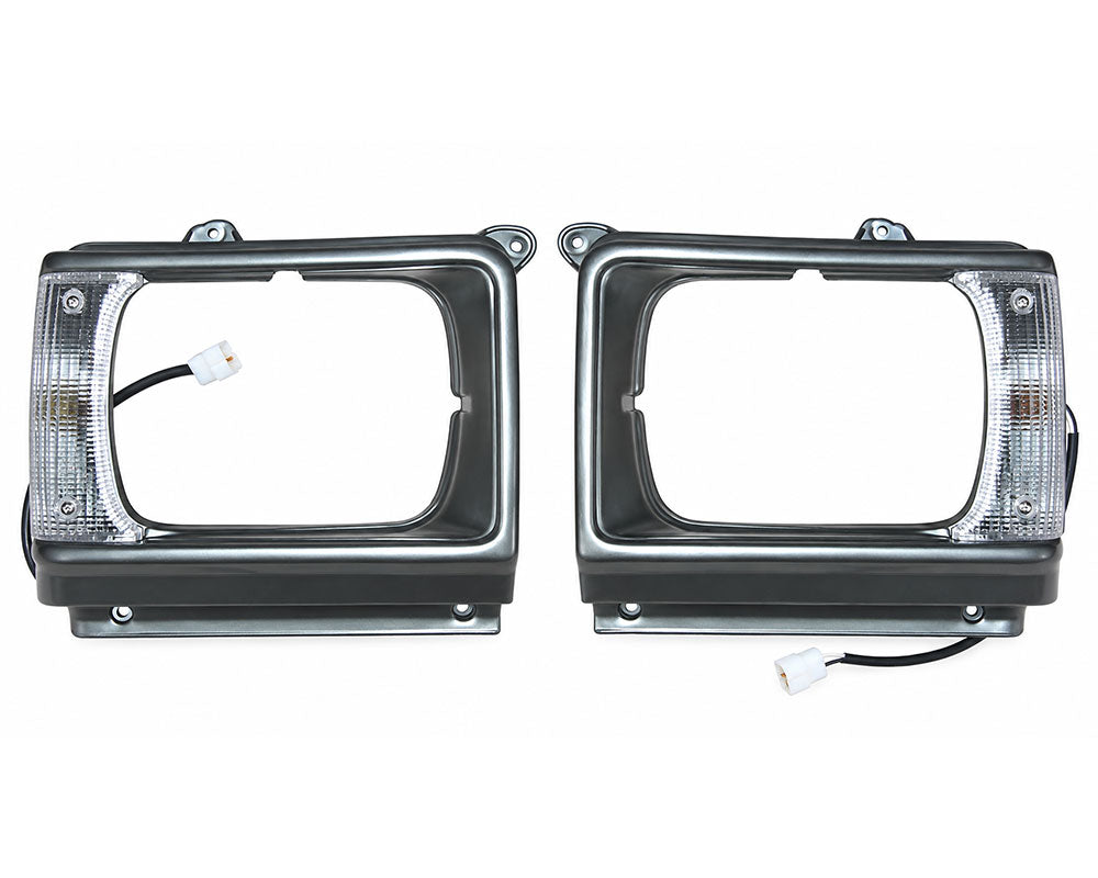 Headlamp Door Surround & Parking / Clearance Light - for Toyota Hilux RN40 Pickup 1982–1983 - Rectangular Headlamp - Silver Gray - LH + RH Pair – OEM 81620-39455 / 81610-39455
