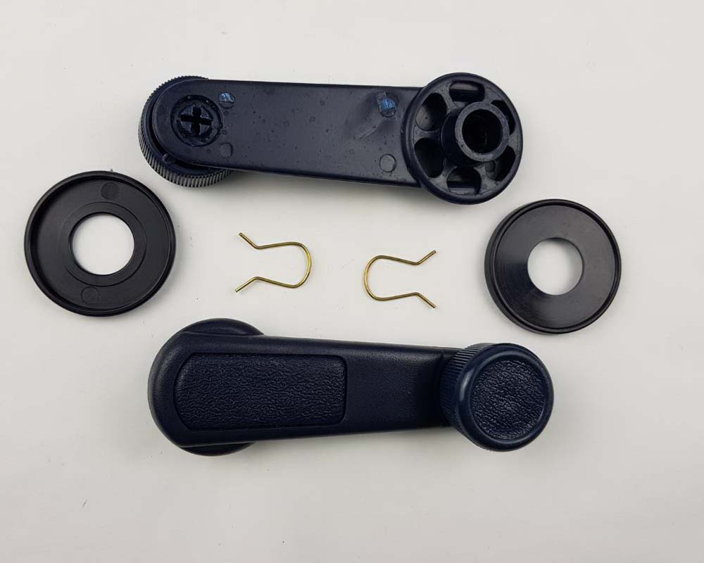 Window Crank Handle Pair with Escutcheons for Mitsubishi L200 Cyclone Pickup K14 / K34 — Blue