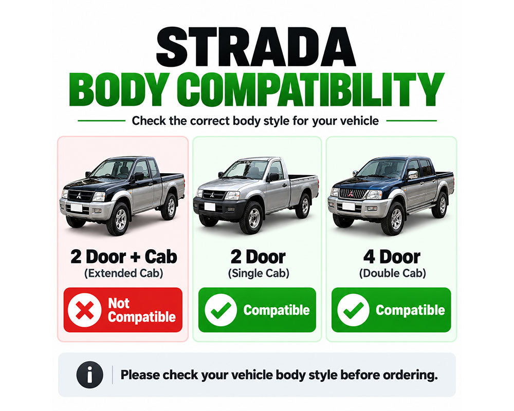 Door seal fitment comparison for front right single cab / double cab