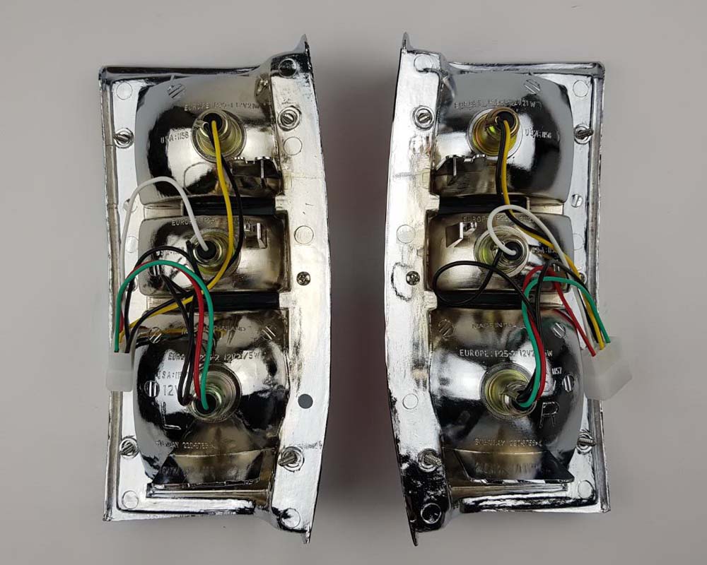 Rear Combination Tail Light - for Mitsubishi L200 Cyclone 1979–1987 - Chrome - LH + RH Pair - OEM MB527103 / MB527104