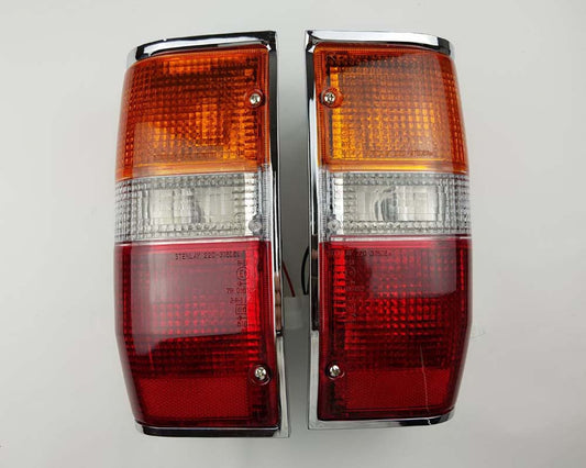 Rear Combination Tail Light - for Mitsubishi L200 Cyclone 1979–1987 - Chrome - LH + RH Pair - OEM MB527103 / MB527104