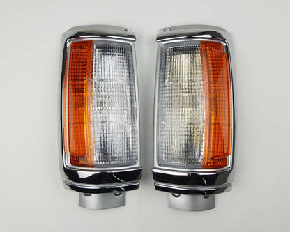 Front Corner Turn Signal Light - for Mitsubishi L200 Cyclone 1979–1987 - Chrome - LH + RH Pair - OEM MB527091 / MB527092