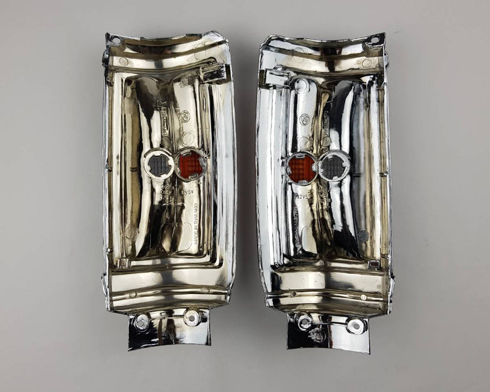 Front Corner Turn Signal Light - for Mitsubishi L200 Cyclone Aerobody 1979–1987 - Black/Chrome - LH + RH Pair - OEM MB527787 / MB527788