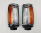 Front Corner Turn Signal Light - for Mitsubishi L200 Cyclone Aerobody 1979–1987 - Black/Chrome - LH + RH Pair - OEM MB527787 / MB527788