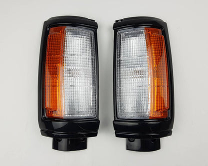 Front Corner Turn Signal Light - for Mitsubishi L200 Cyclone '94 1979–1987 - Black - LH + RH Pair - OEM MB527089 / MB527090