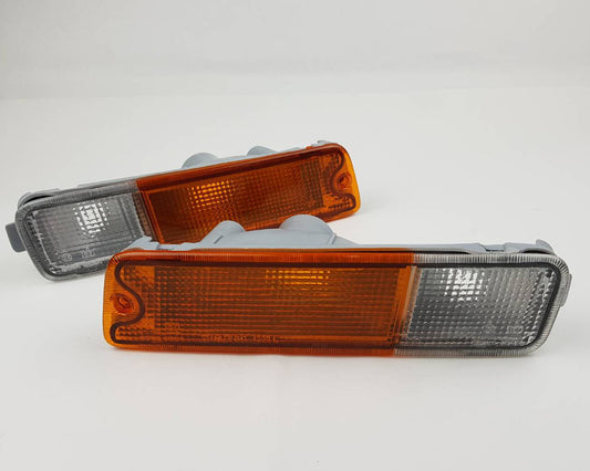 Front Bumper Turn Signal Light Pair for Mitsubishi L200 Strada - Amber / Clear - LH + RH