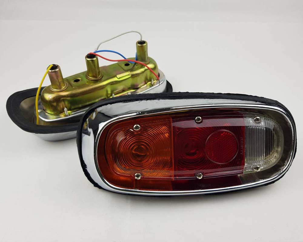 Rear Combination Tail Light for Mazda 1200 Pickup - Chrome - Amber / Red / Clear - LH + RH Pair - view 2