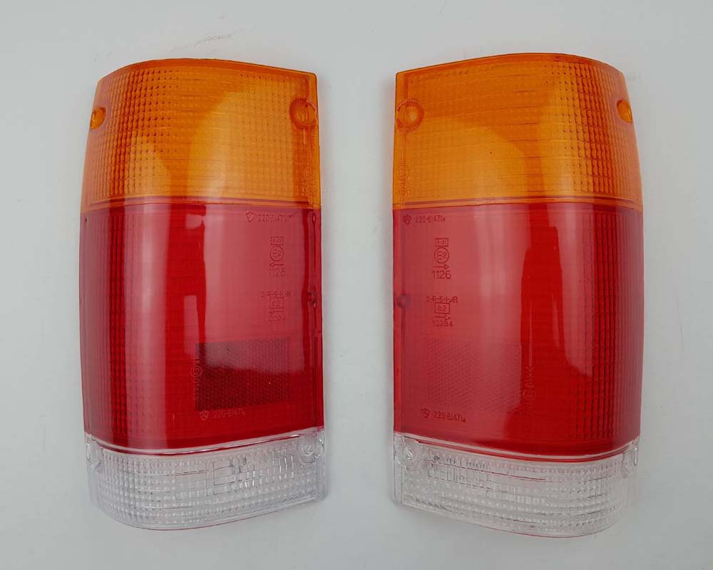 Rear Combination Tail Light Lens for Mazda B2200 Pickup - Amber / Red / Clear - LH + RH Pair