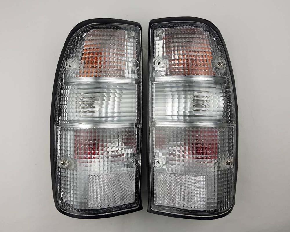 Mazda B2500 Fighter Rear Combination Tail Light – Full Clear – Black Frame – LH + RH Pair