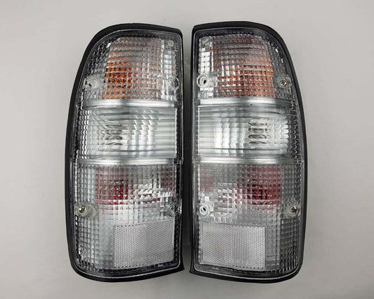Mazda B2500 Fighter Rear Combination Tail Light – Full Clear – Black Frame – LH + RH Pair