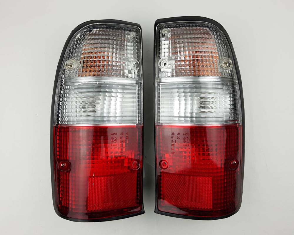 Mazda B2500 Fighter Rear Combination Tail Light – Red / Clear – Black Frame – LH + RH Pair