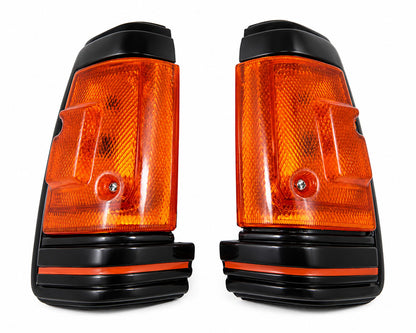 Front Corner Turn Signal Light - for Nissan / Datsun 720 / 819 Pickup 1980–1986 - Black Frame - LH + RH Pair