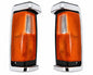 Front Corner Turn Signal Light - for Nissan D21 / Big M Pickup 1990–1992 - Chrome Frame - LH + RH Pair – OEM 26125-22G02-B / 26120-22G02-B