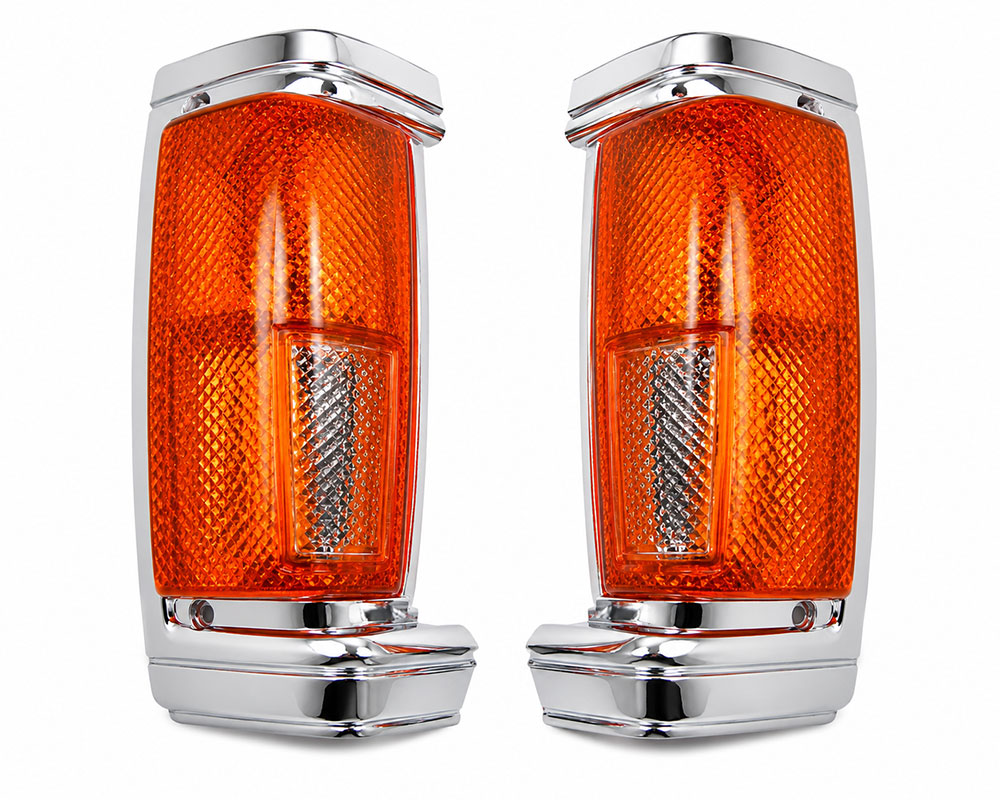 Front Corner Turn Signal Light - for Nissan D21 / Big M Pickup 1990–1992 - BDI 90 - Chrome Frame - LH + RH Pair