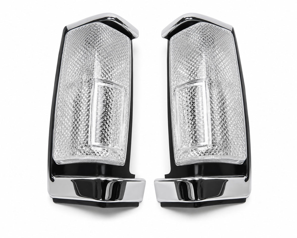 Front & Turn Signal Light - for Nissan D21 TD25 Pickup - Chrome - White Lens - LH + RH Pair – OEM B6175-47G01 / B6170-47G01