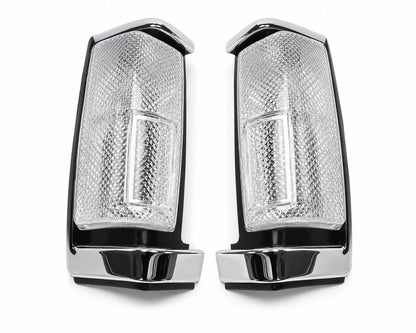 Front & Turn Signal Light - for Nissan D21 TD25 Pickup - Chrome - White Lens - LH + RH Pair – OEM B6175-47G01 / B6170-47G01