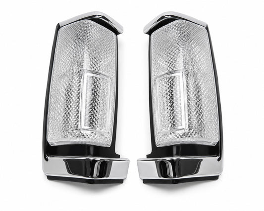 Front & Turn Signal Light - for Nissan D21 TD25 Pickup - Chrome - White Lens - LH + RH Pair – OEM B6175-47G01 / B6170-47G01