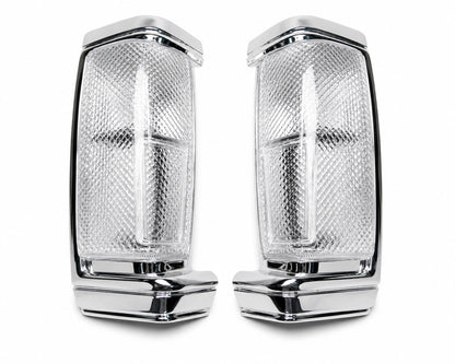 Front & Turn Signal Light - for Nissan D21 BDI90 Pickup - Chrome - White Lens - LH + RH Pair – OEM B6175-47G01 / B6170-47G01