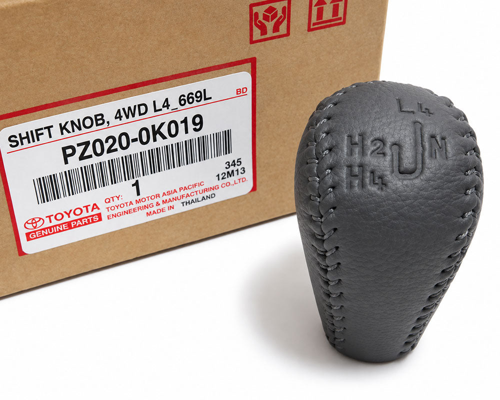 Toyota 4WD Transfer Shift Knob – Leather – Grey – Genuine – view 2