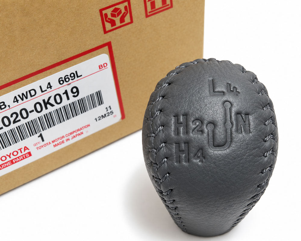 Toyota 4WD Transfer Shift Knob – Leather – Grey – Genuine