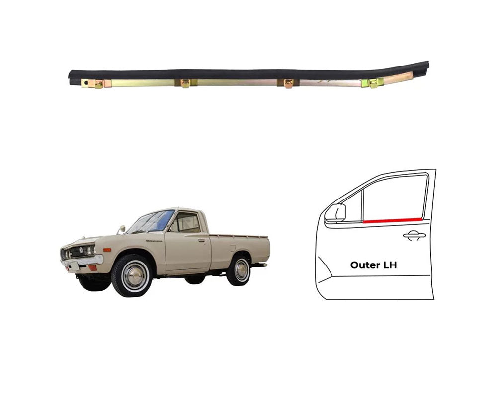Door Belt Weatherstrip - for Datsun 620 Pickup With Vent Window - Short Outer LH / Left - OEM 80341-B5100