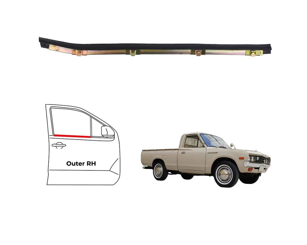 Door Belt Weatherstrip - for Datsun 620 Pickup With Vent Window - Short Outer RH / Right - OEM 80340-B5100