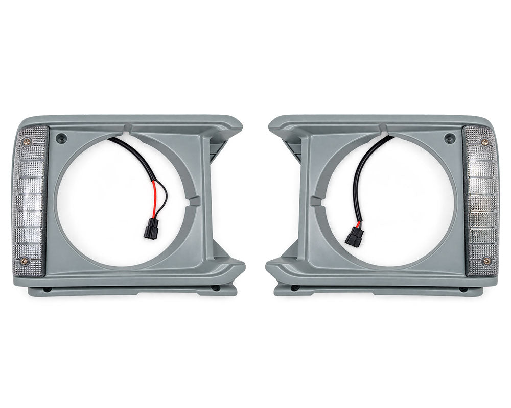 Headlamp Door Surround & Parking / Clearance Light - for Toyota Hilux RN30 Pickup - Round Headlamp - Silver Gray - LH + RH Pair – OEM 81620-39145 / 81610-39145