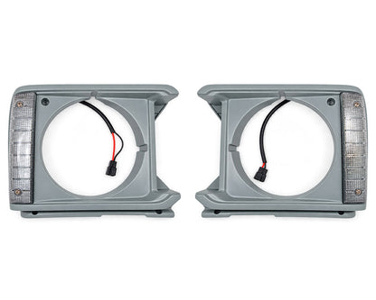 Headlamp Door Surround & Parking / Clearance Light - for Toyota Hilux RN30 Pickup - Round Headlamp - Silver Gray - LH + RH Pair – OEM 81620-39145 / 81610-39145
