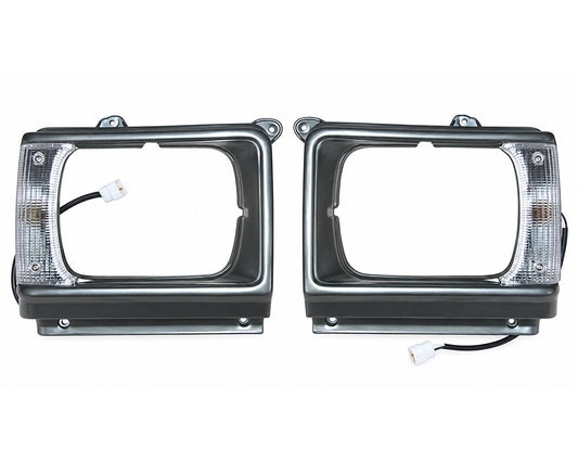 Headlamp Door Surround & Parking / Clearance Light - for Toyota Hilux RN40 Pickup 1982–1983 - Rectangular Headlamp - Silver Gray - LH + RH Pair – OEM 81620-39455 / 81610-39455