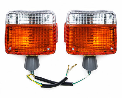 Front Turn Signal & Parking Light - for Toyota Land Cruiser FJ40 / FJ45 40 Series - Amber & Clear Lens - LH + RH Pair – OEM 81520-69027 / 81510-69027